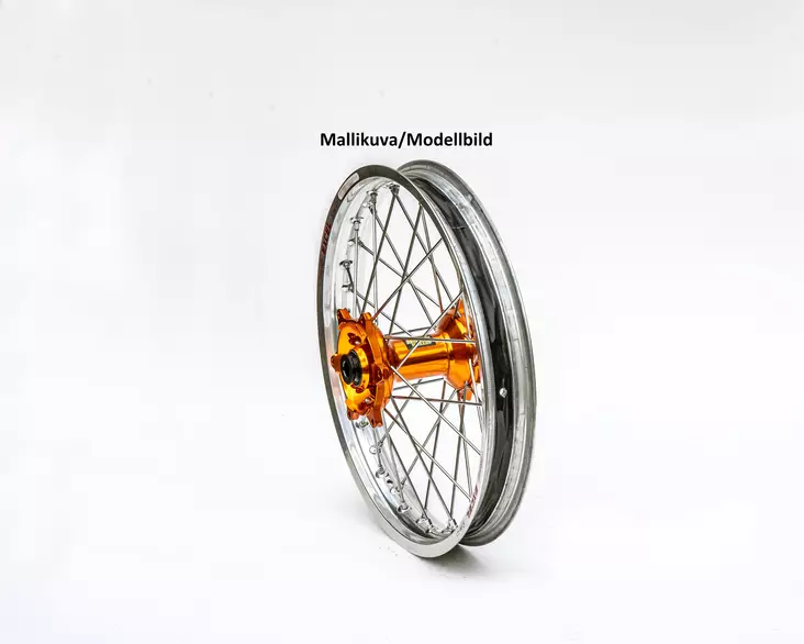 Haan wheel SX&SXF&EXC MODELS 17-3,50 SILVER RIM/ORANGE HUB - Moottoripyörän täydelliset vanteet - D201688 - 1
