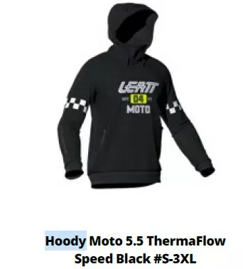 Leatt Hoody Moto 5.5 ThermaFlow Speed Musta - DFK varaosat & tarvikkeet - D559208 - 1