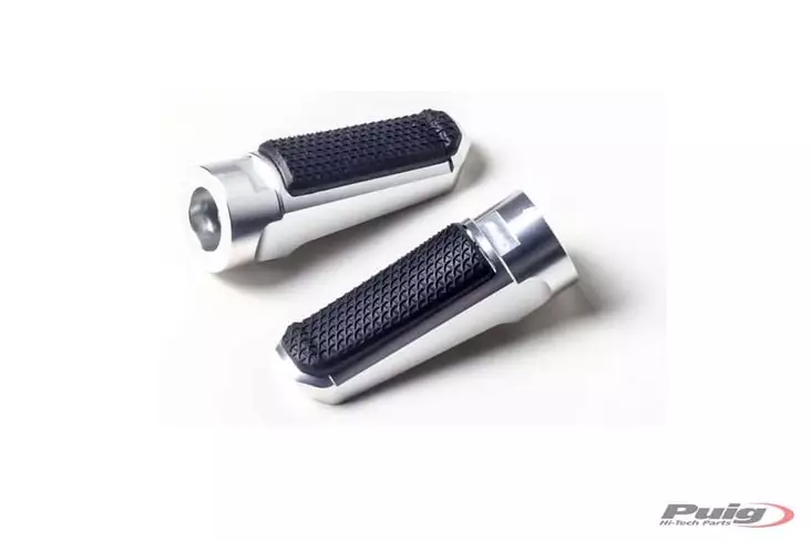 Puig Footpegs Racing+Rubber Rig/Left C/Silver - Moottoripyörän jalkatapit - D300618 - 1