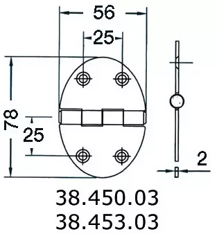 Sarana 56x78mm 2mm - Veneen Saranat - D124718 - 1