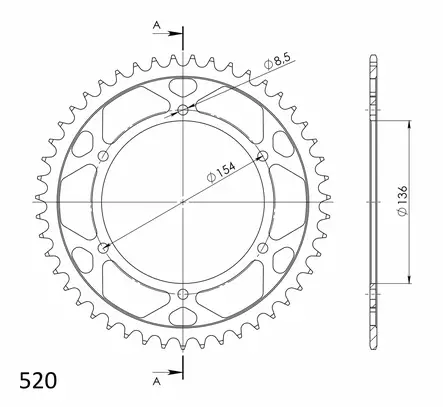 Supersprox / JT Teräs takaratas 9.47 - Moottoripyörän takarattaat - D121999 - 2