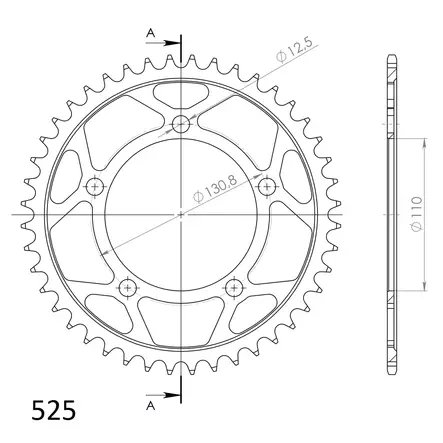 Supersprox Teräs takaratas 7.44 - Moottoripyörän takarattaat - D101079 - 2