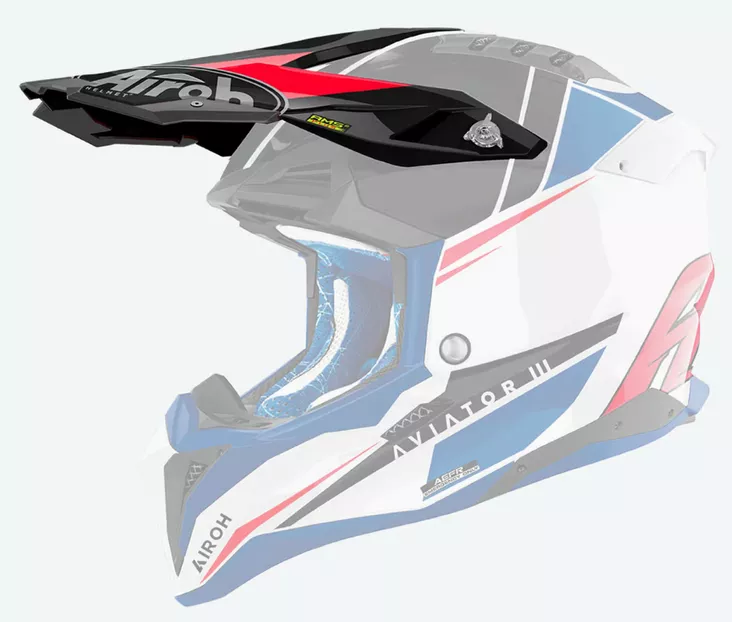 Airoh Aviator 3 Peak Push Blue/Red Gloss - Offroad kypärien lipat - D499099 - 1