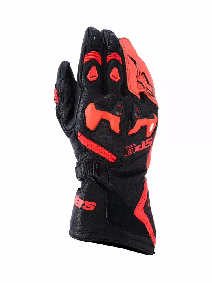Alpinestars Ajohanskat SP-9 Musta/Punainen Fluo - Nahkaiset moottoripyörähanskat - D528989 - 1
