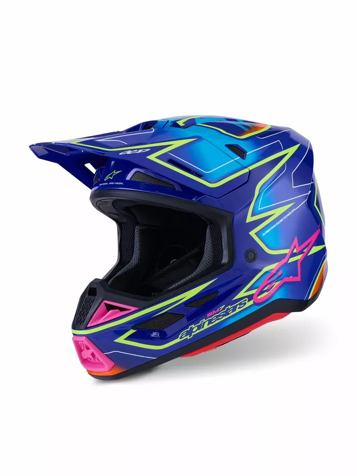 Alpinestars Kypärä S-M7 Cast Sininen/Pinkki/Fluo Keltainen - Offroad-kypärät - D513809 - 1