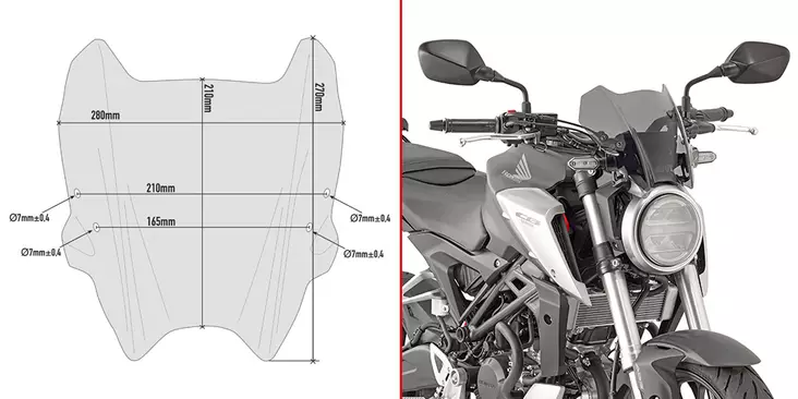 GIVI SPECIFIC SCREEN HONDA CB125R - Moottoripyörän tuulisuojat - D332059 - 1