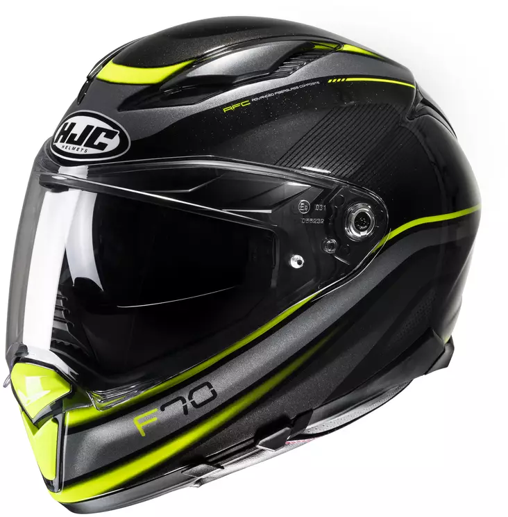 HJC Kypärä F70 Diwen Musta/Fluo Keltainen MC3H - Umpikypärät - D454279 - 1