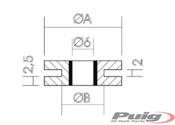Puig Silenblock Rubber Dim. 22Mm.(25Pcs.) - Moottoripyörän ruuvit & kiinikkeet - D297149 - 1