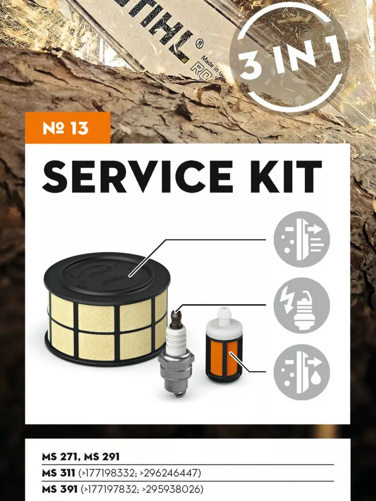 STIHL MOOTTORISAHAN HUOLTOSARJA (MS271, MS291, MS311, MS391) - Stihl Terälaitteet & tarvikkeet - 118029 - 1